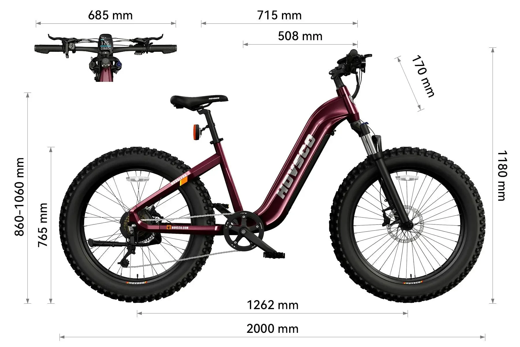 HOVSCO HovAlpha 26" Step-Thru Fat Tire Ebike - Image 14
