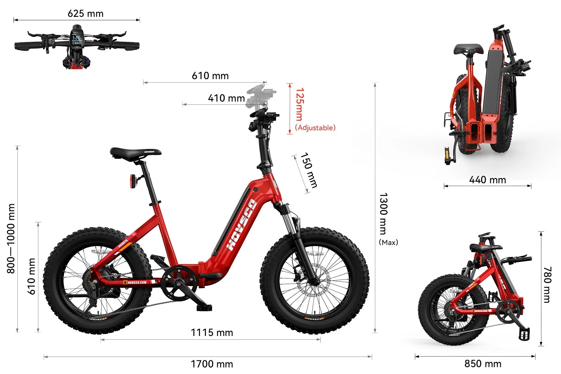 HOVSCO HovBeta 20" Foldable Fat Tire Electric Bike - Image 18