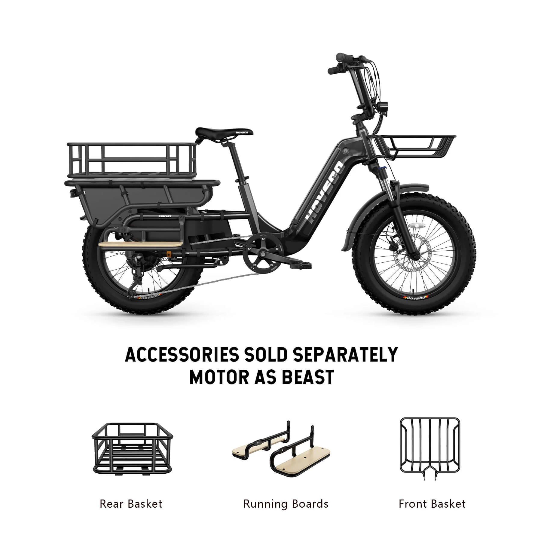 HOVSCO HovCart 20“ Step-Thru Electric Fat Tire Cargo Bike - Image 10