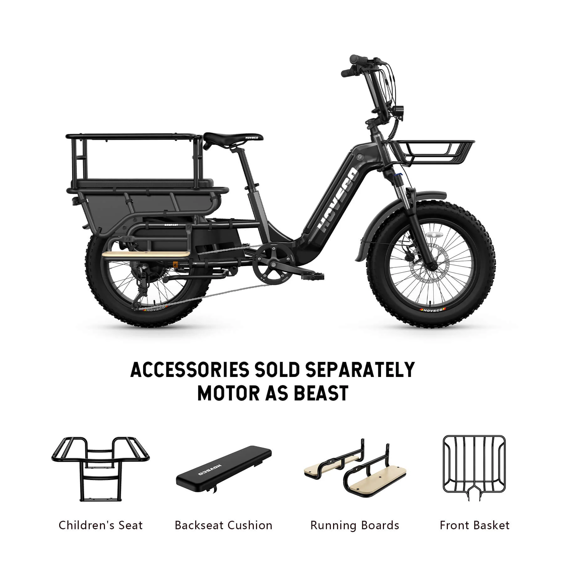 HOVSCO HovCart 20“ Step-Thru Electric Fat Tire Cargo Bike - Image 6