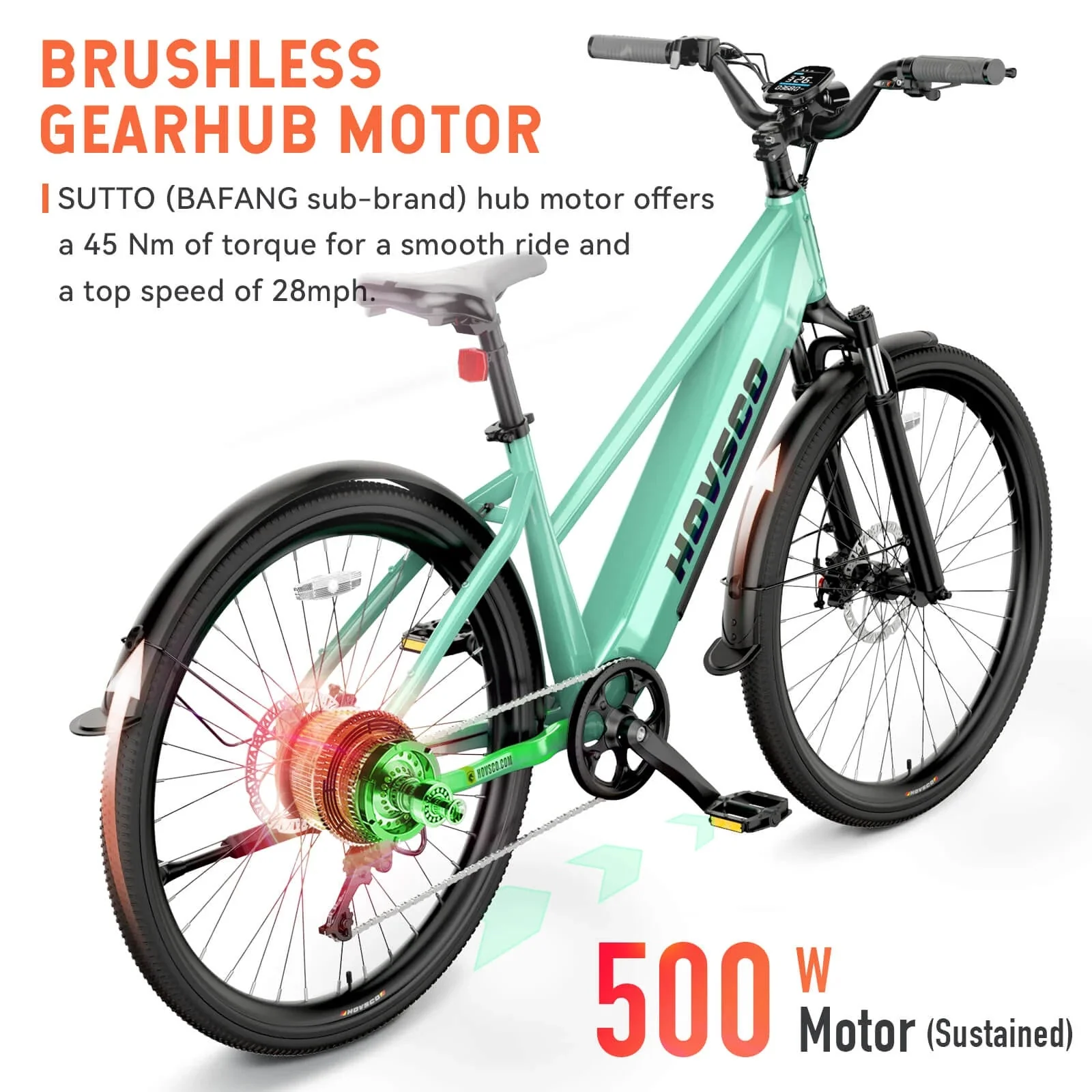 HOVSCO HovCity 27.5" Step-Thru Cruiser Electric Bike For Adults - Image 2