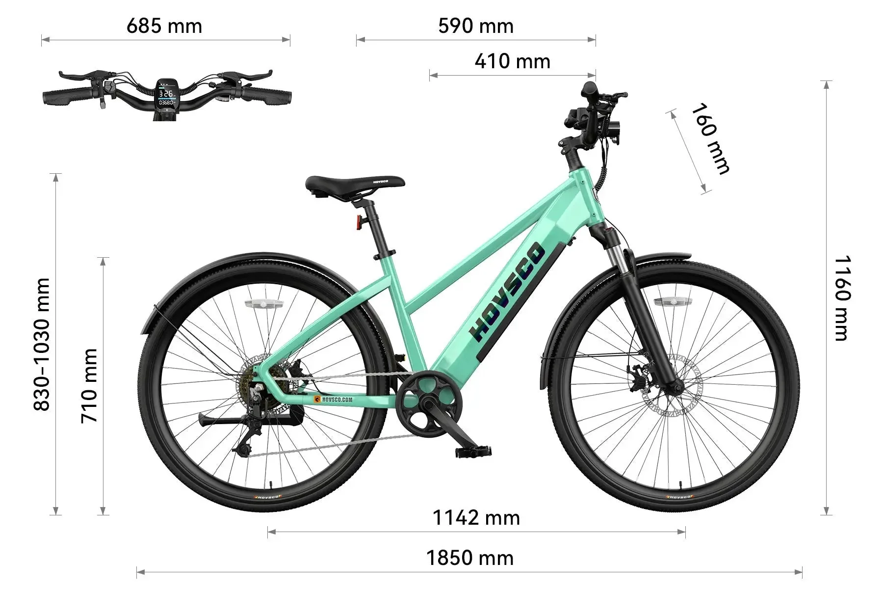 HOVSCO HovCity 27.5" Step-Thru Cruiser Electric Bike For Adults - Image 31