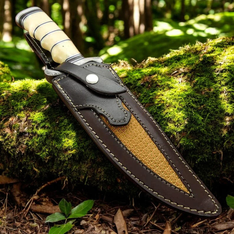 Hunter Bowie Knife - 8" Damascus "Wasteland Reaper" - Image 2