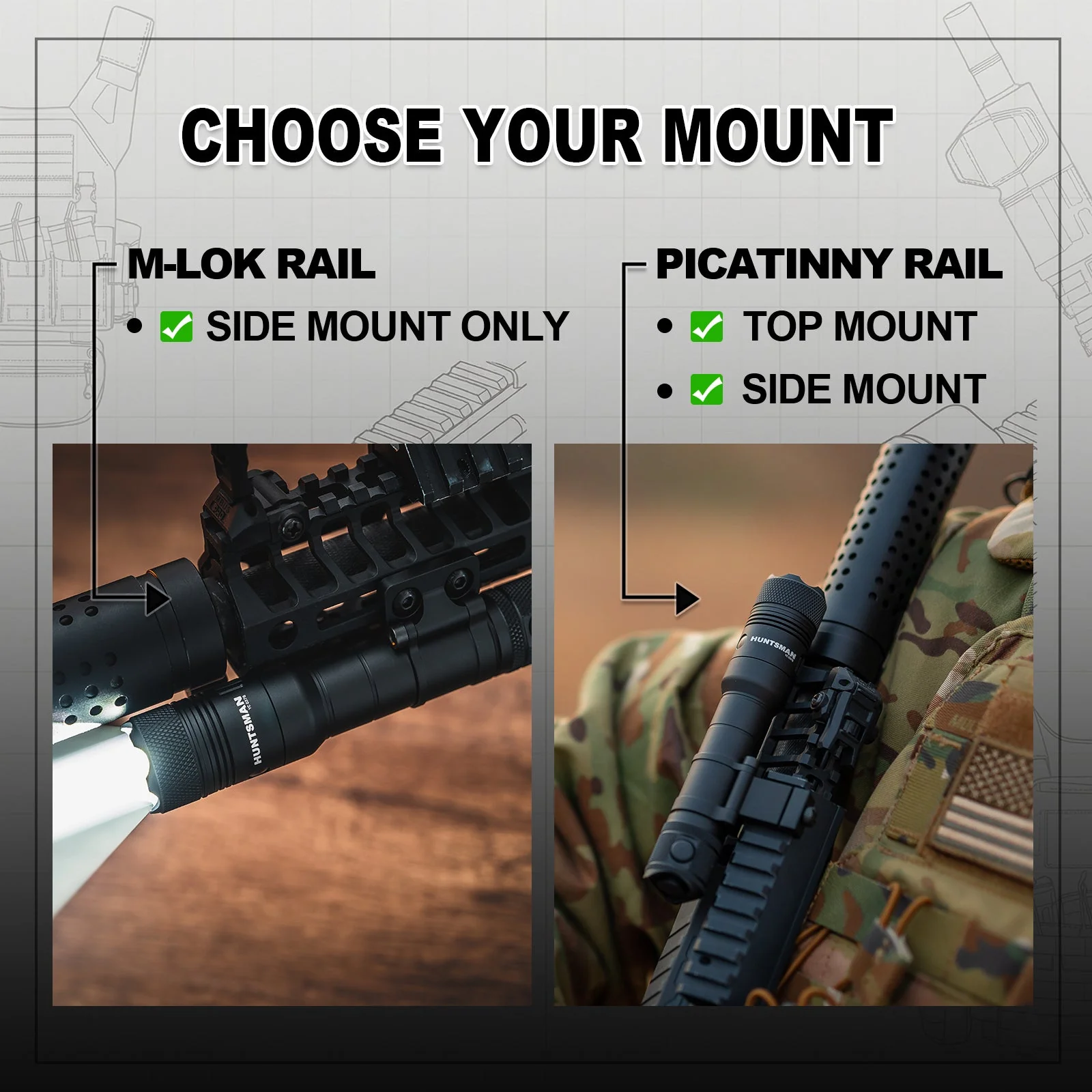 Huntsman 1250LM WML | 510M Beam | 'Picatinny' & 'M-Lok' Dual Mount - Image 3