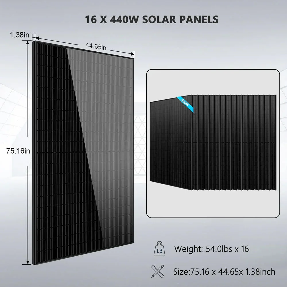 Hybrid Solar Kit 11.4KW 48V Split Phase 20.48KWH Lithium Battery 16 X 450 Watt Solar Panel SGH-11N2E - Image 6