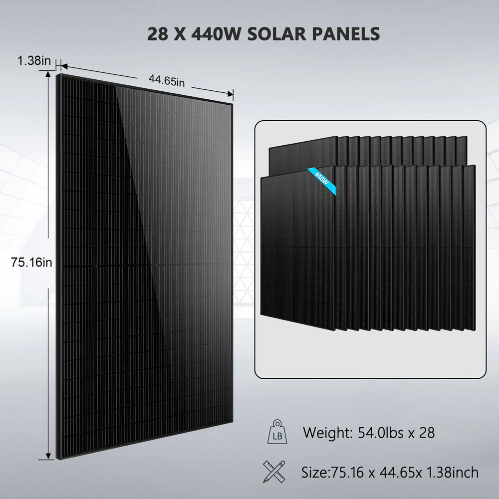 Hybrid Solar Kit 11.4KW 48V Split Phase 30.72KWH Lithium Battery 28 X 450 Watt Solar Panel (Optional) SGH-11N3E - Image 6