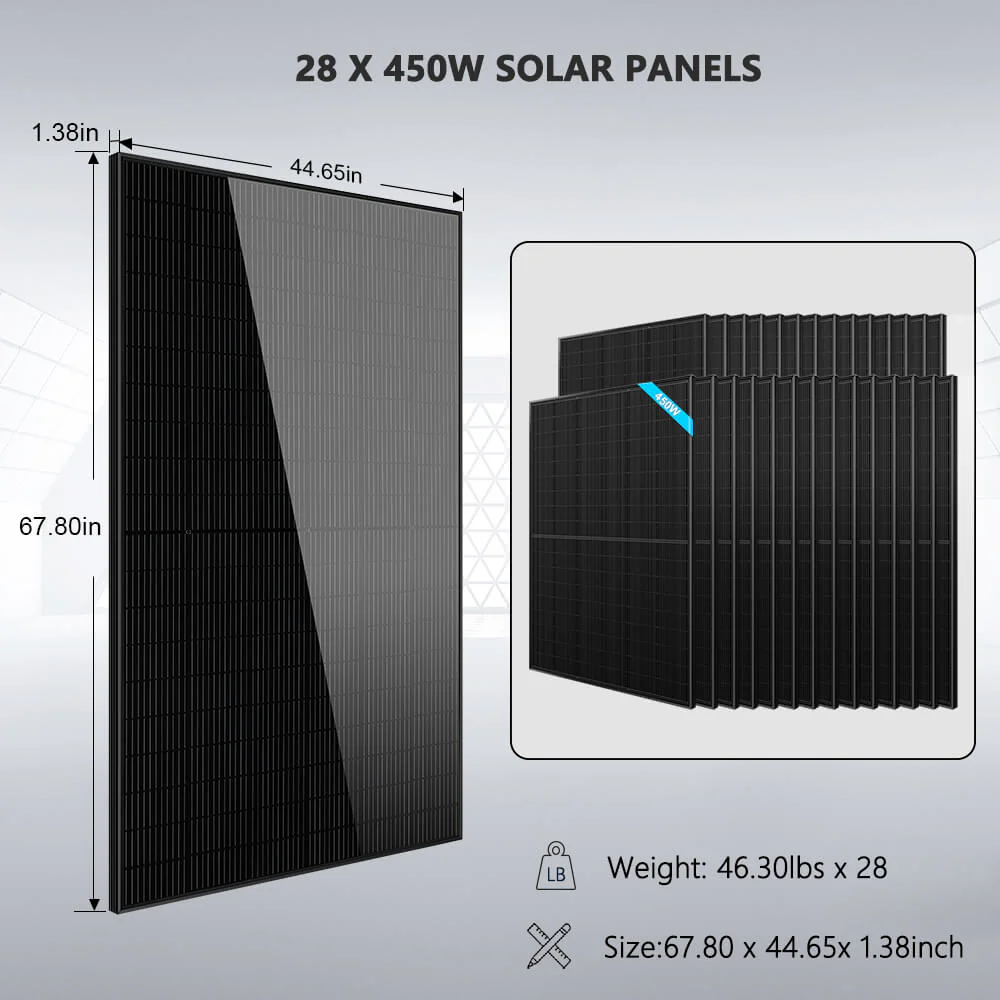 Hybrid Solar Kit 11.4KW 48V Split Phase 30.72KWH Lithium Battery 28 X 450 Watt Solar Panel (Optional) SGH-11N3E - Image 7