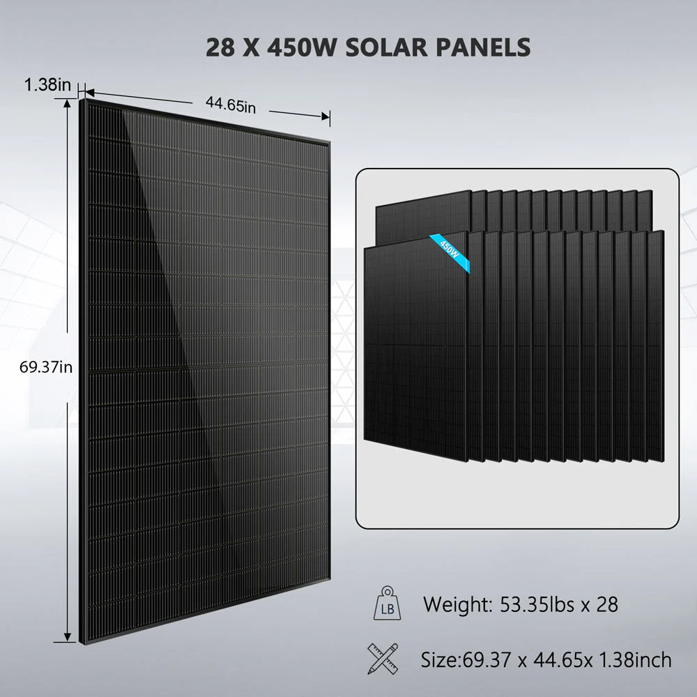Hybrid Solar Kit 11.4KW 48V Split Phase 30.72KWH Lithium Battery 28 X 450 Watt Solar Panel (Optional) SGH-11N3E - Image 9