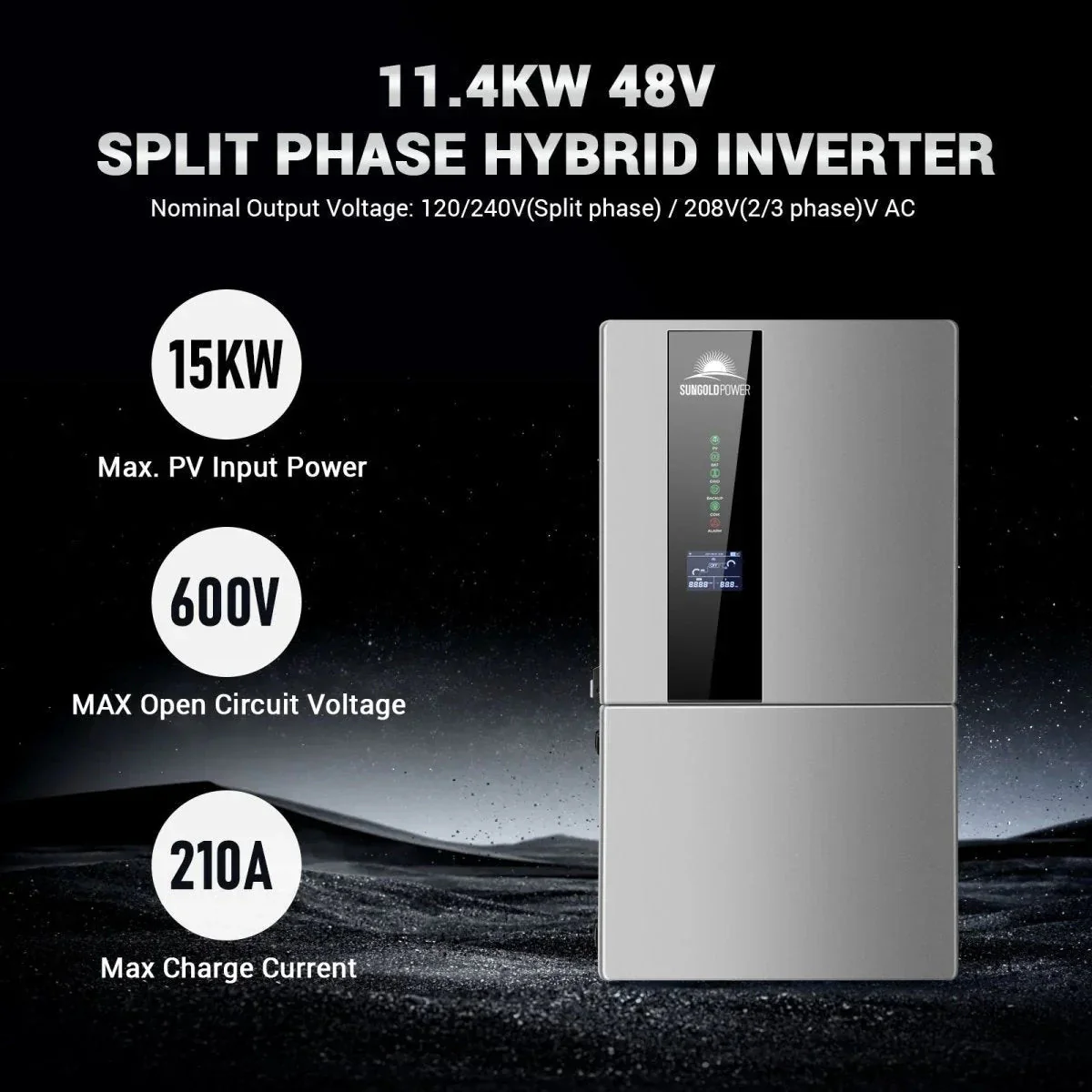 Hybrid Solar Kit 11.4KW 48V Split Phase 30.72KWH Lithium Battery 28 X 450 Watt Solar Panel SGH-11N3E - Image 2