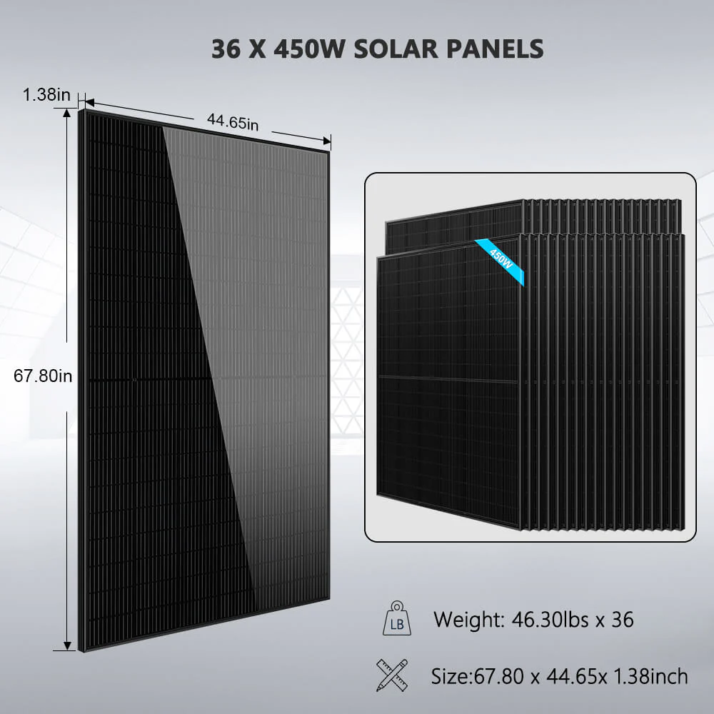 Hybrid Solar Kit 11.4KW 48V Split Phase 51.2 KWH Lithium Battery 36 X 450 Watt Solar Panel (Optional) SGH-11N5E - Image 7