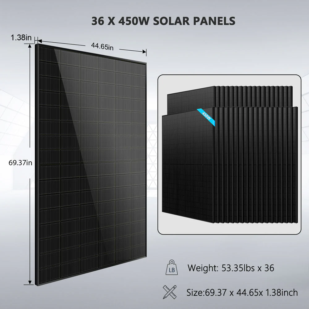 Hybrid Solar Kit 11.4KW 48V Split Phase 51.2 KWH Lithium Battery 36 X 450 Watt Solar Panel (Optional) SGH-11N5E - Image 9