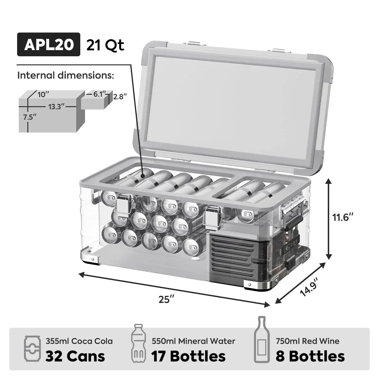 ICECO APL20 21QT Light Duty Single Zone Aluminum Freezer With Cover - Image 7