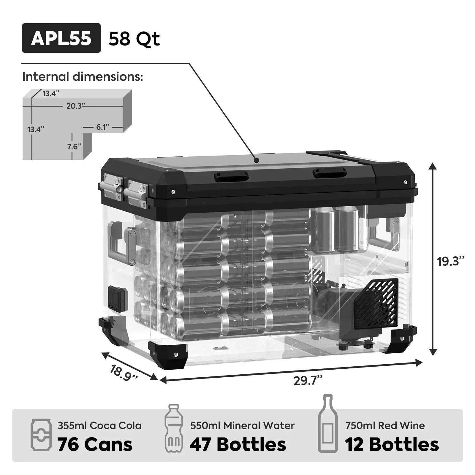 ICECO APL55 58QT Dual Zone 12 Volt Fridge Refrigerator + Magnetic Battery - Image 8