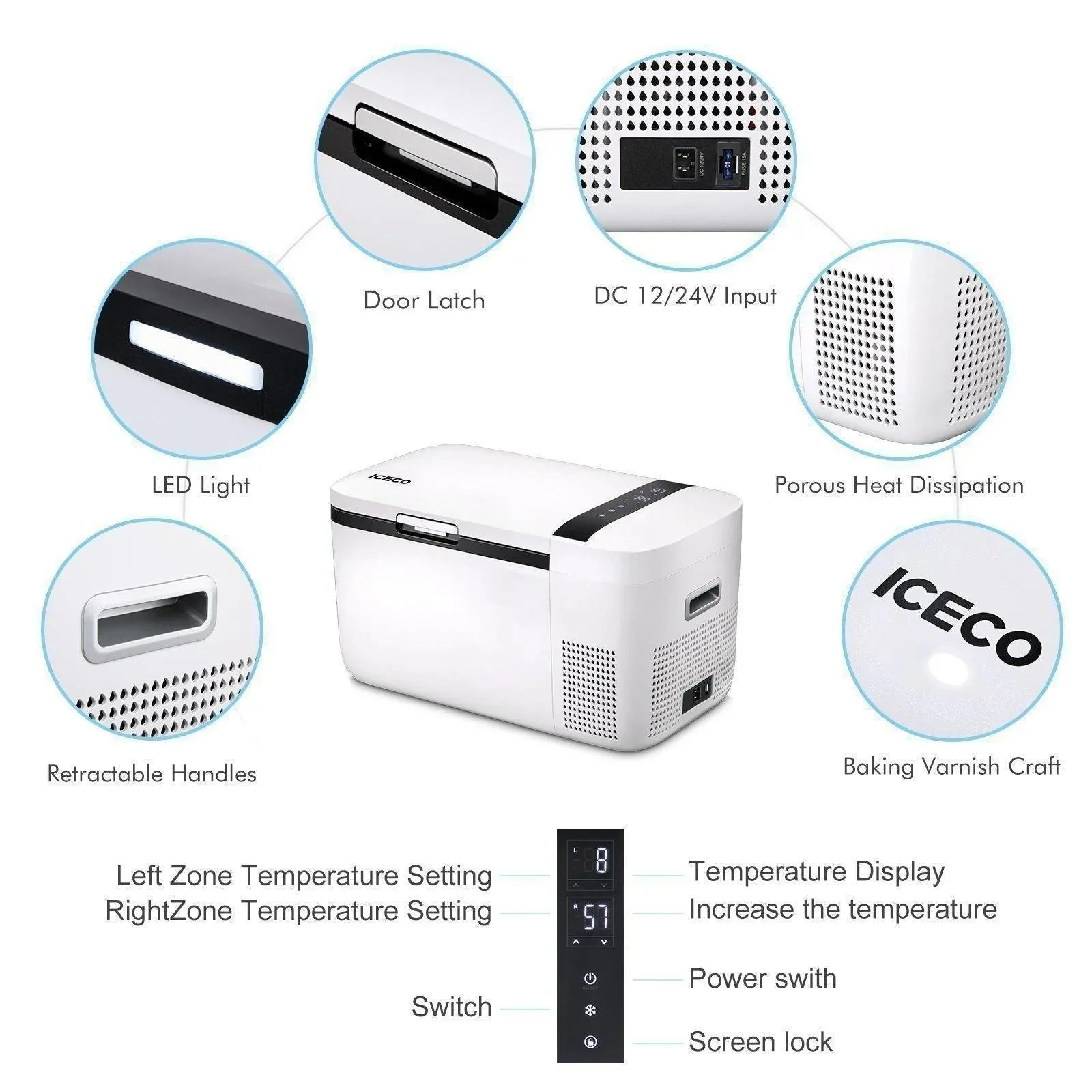 ICECO GO20 21QT Dual Zone 12V Portable Freezer (White) (SC) - Image 6