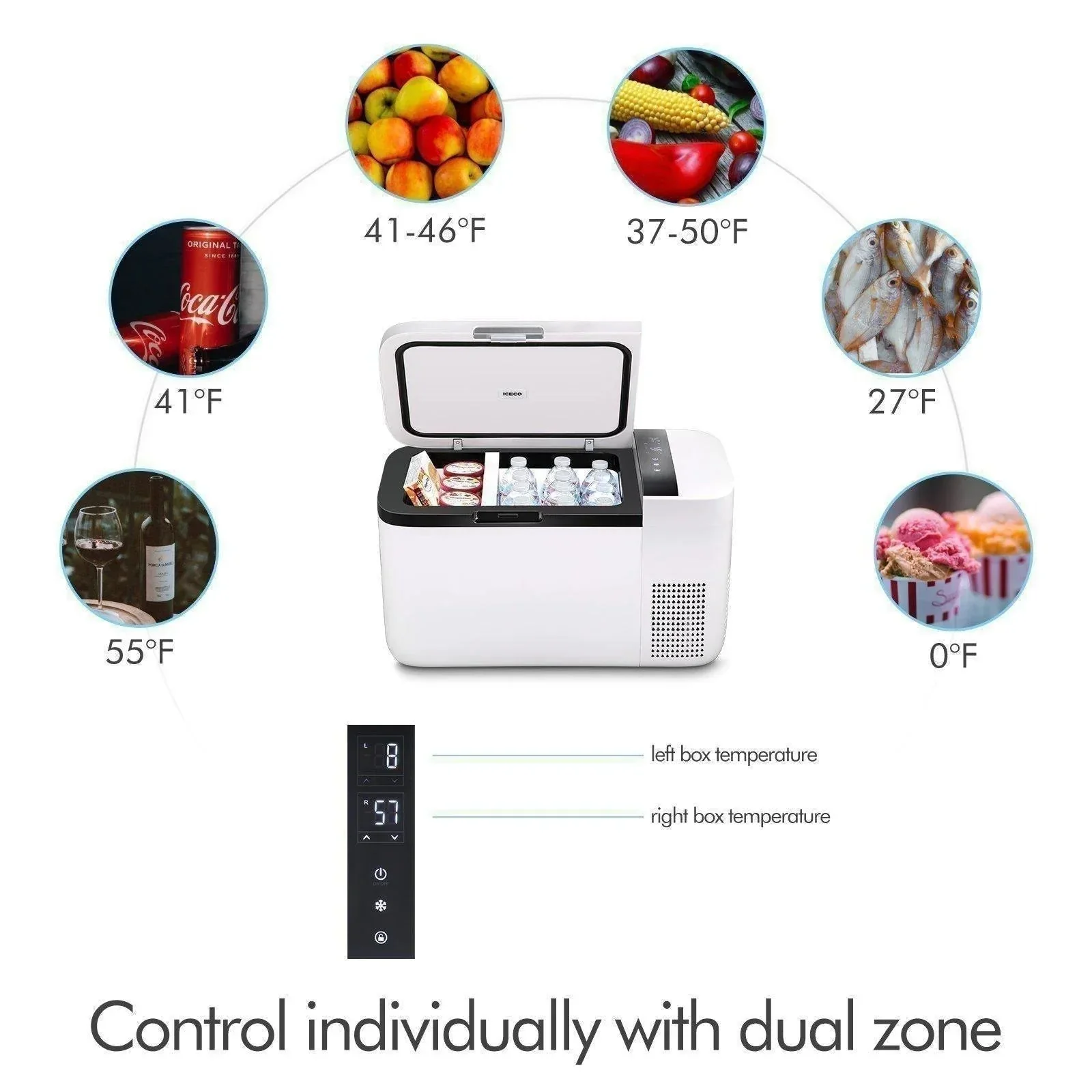 ICECO GO20 21QT Dual Zone 12V Portable Freezer (White) (SC) - Image 8