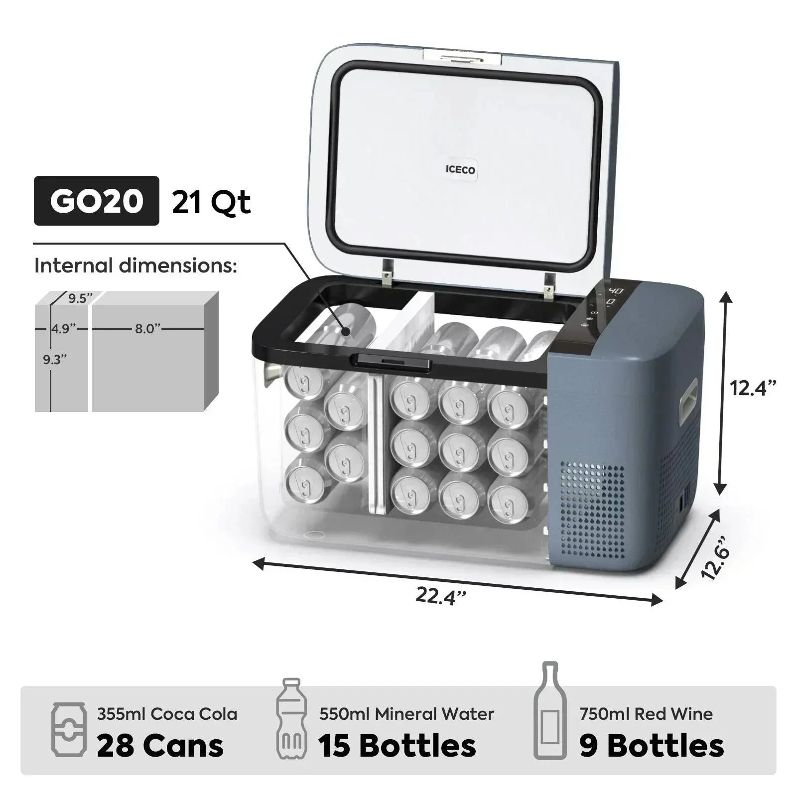 ICECO GO20 21QT Dual Zone Portable Fridge Car Freezer - Image 2