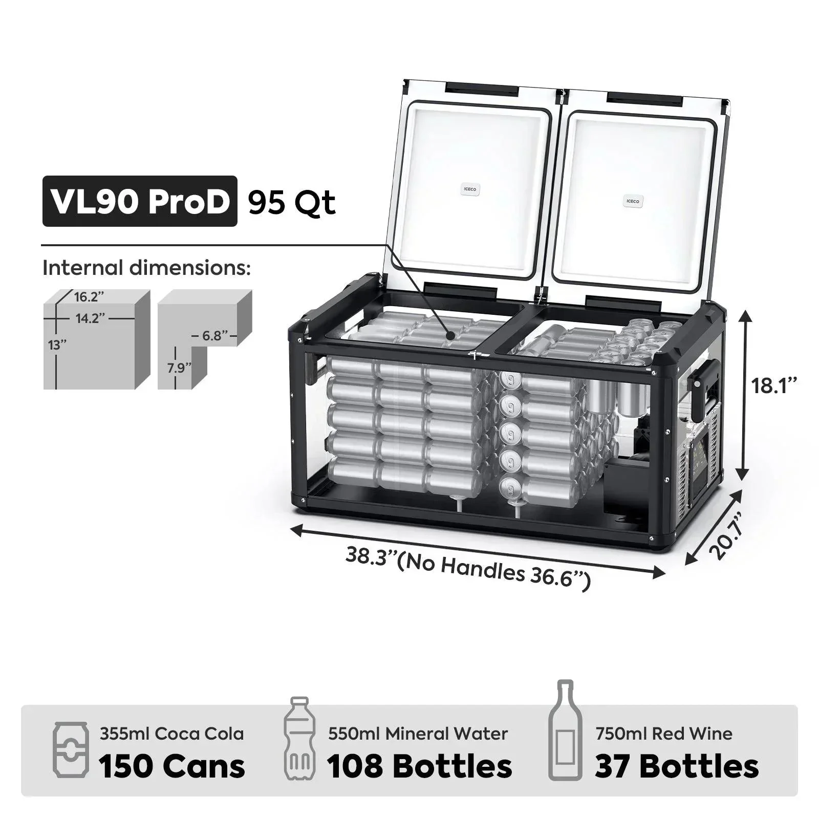 ICECO VL90ProD 95QT Dual Zone RV 12 Colt Fridge Plug in Cooler - Image 3