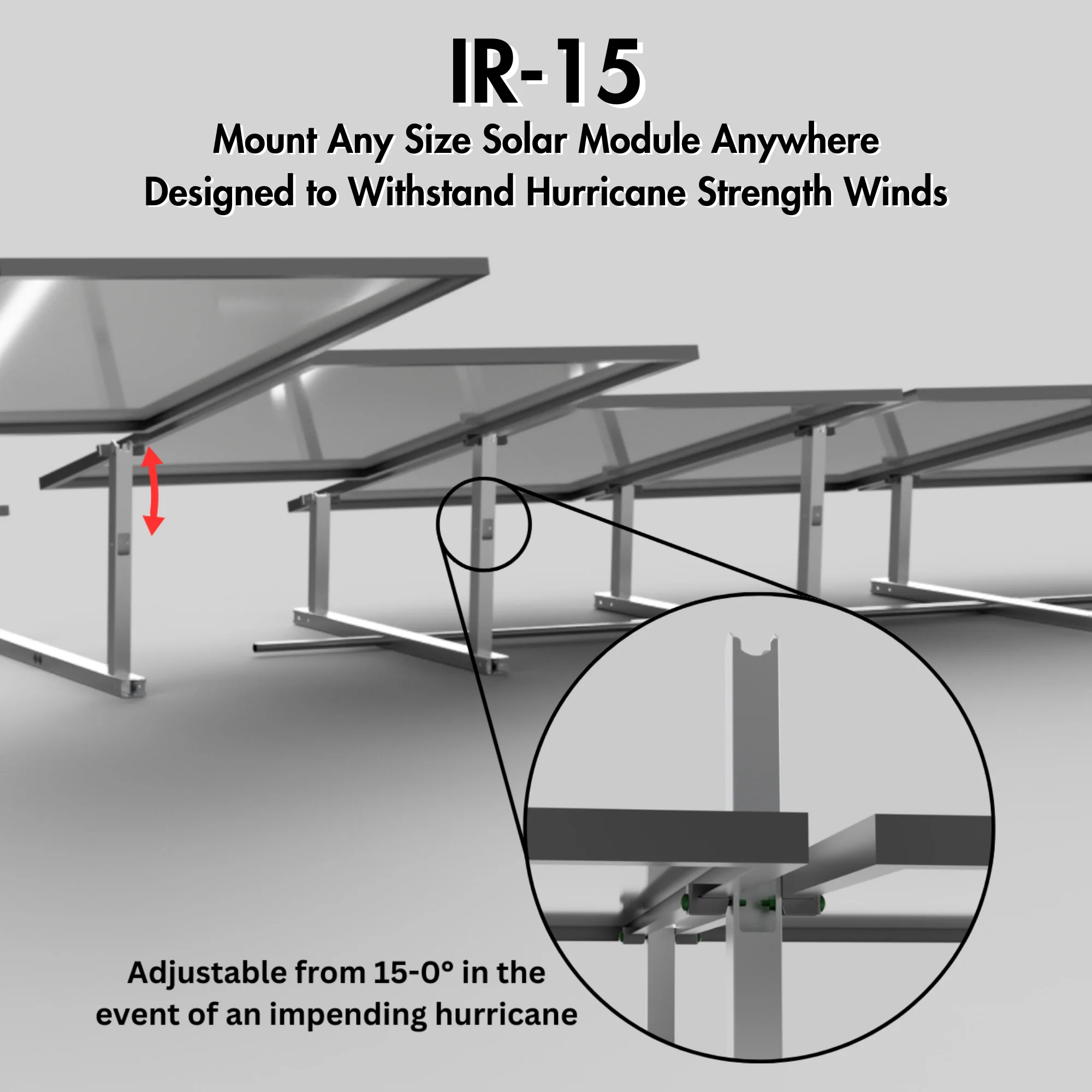 IntegraRack IR-15 Solar Panel Ground Mount | 15 Degree Angle | Aircraft Grade Aluminum - Image 5