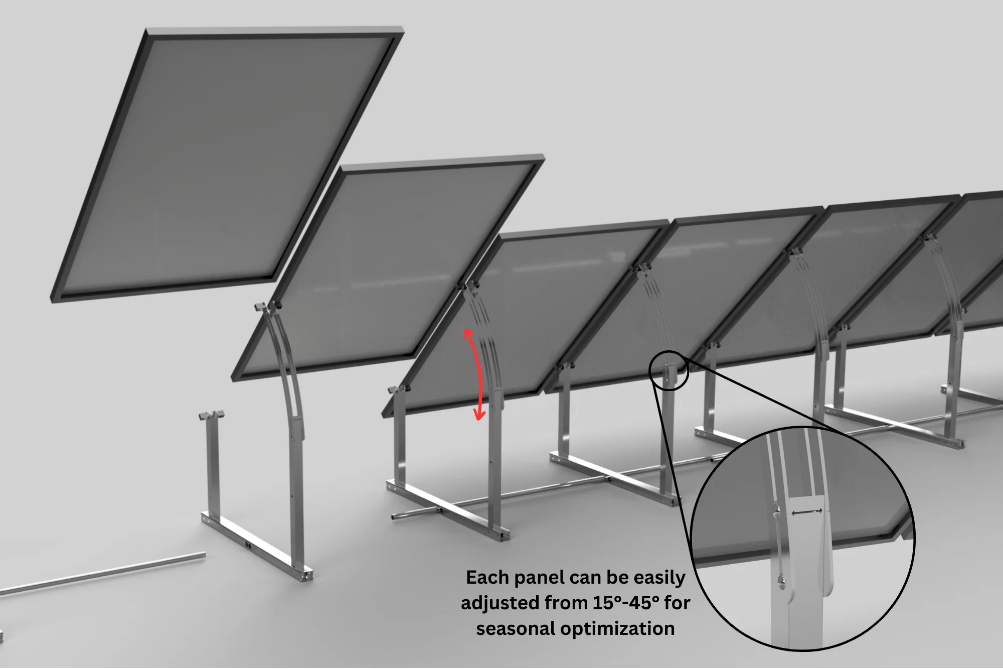 IntegraRack IR-45ASA Solar Panel Ground Mount | 15-45 Degree Adjustable Angle | Aircraft Grade Aluminum - Image 6