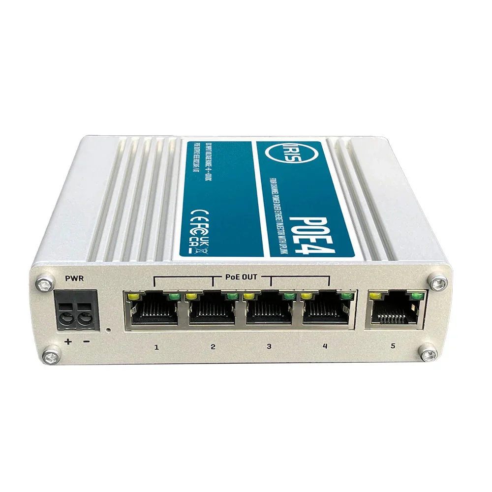 Iris Four Channel Uplink Power Over Ethernet Switch - IEEE802.3af  3at Compliant - 9-30VDC Input - 48VDC Output [POE4V2] - Image 2