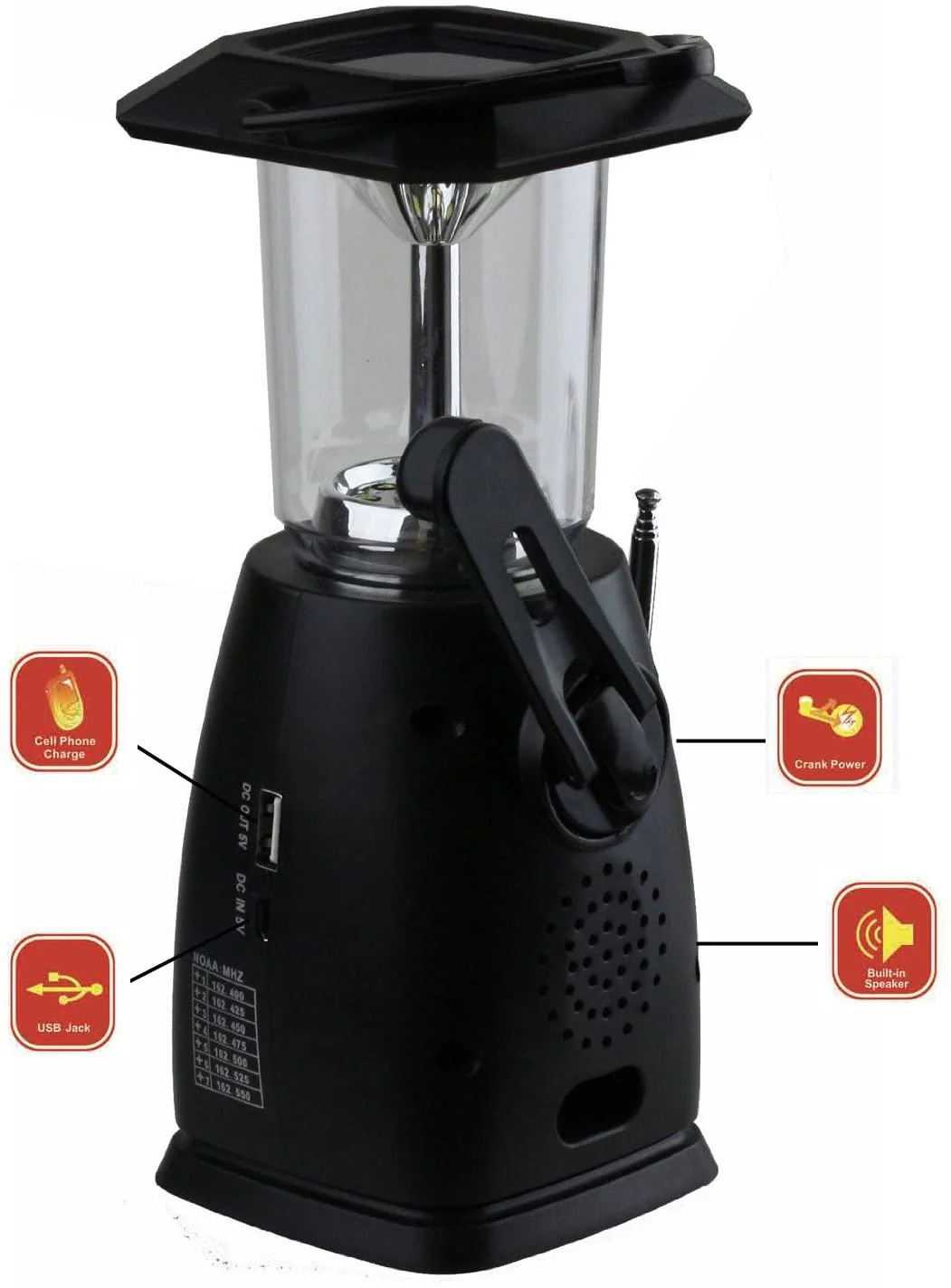 Kaito KA249W Solar Crank LED Camping Lantern with AM FM NOAA Weather Radio Black - Image 4