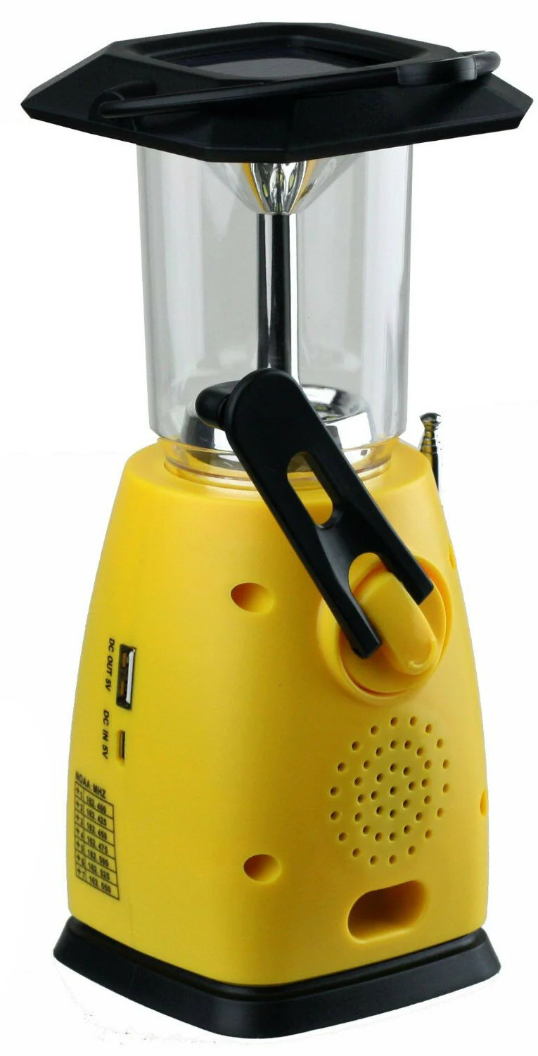 Kaito KA249W Solar Crank LED Camping Lantern with AM FM NOAA Weather Radio Yellow - Image 2