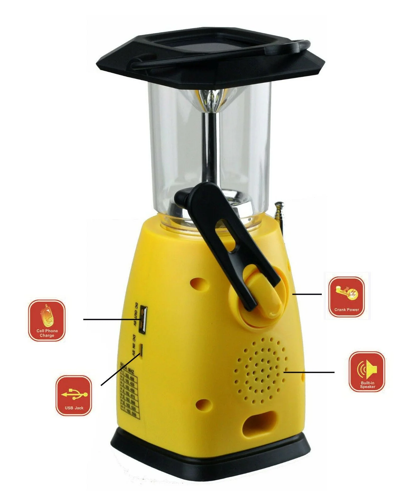 Kaito KA249W Solar Crank LED Camping Lantern with AM FM NOAA Weather Radio Yellow - Image 4