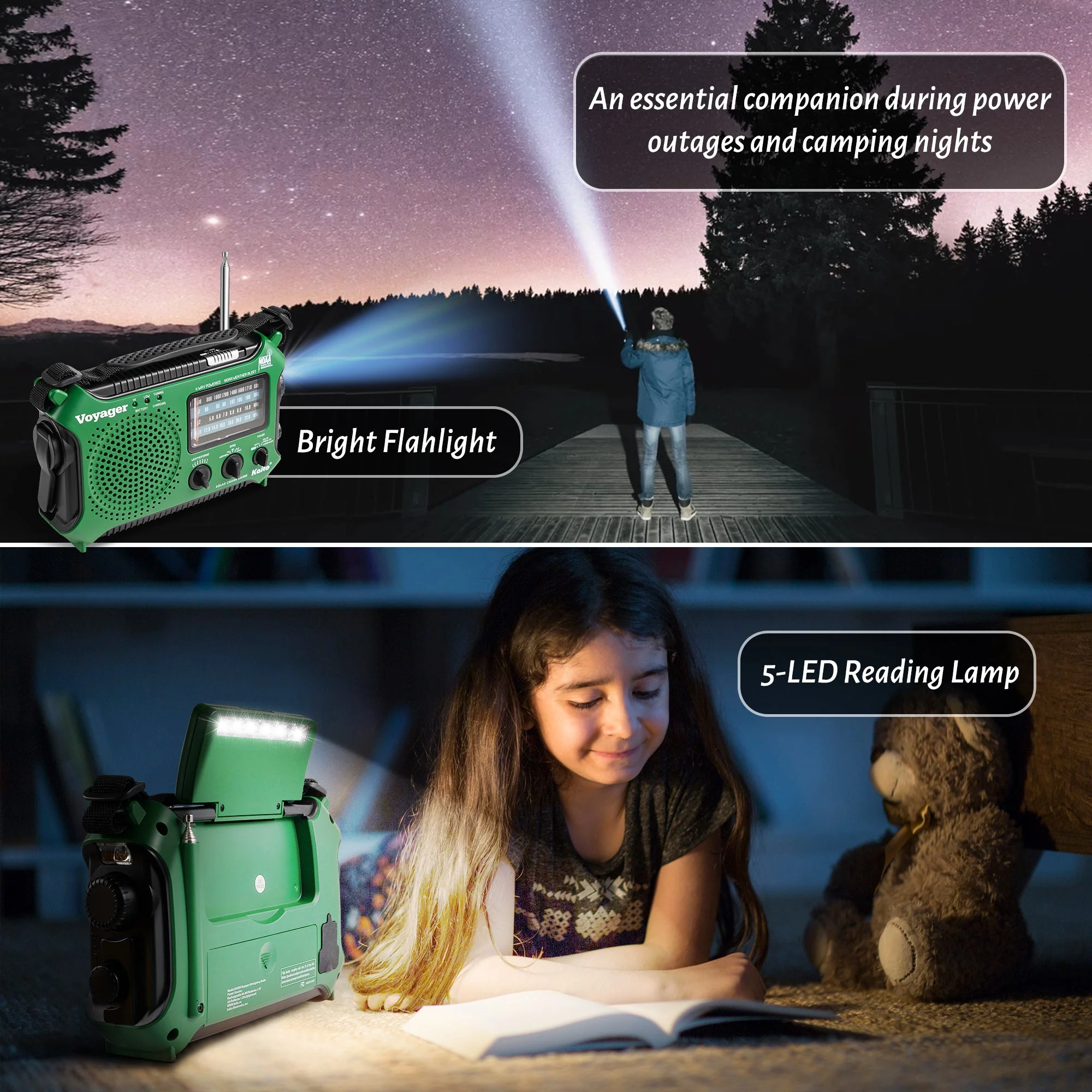 Kaito KA500 AM FM Shortwave Dynamo Solar Crank Emergency Weather Radio Green - Image 5