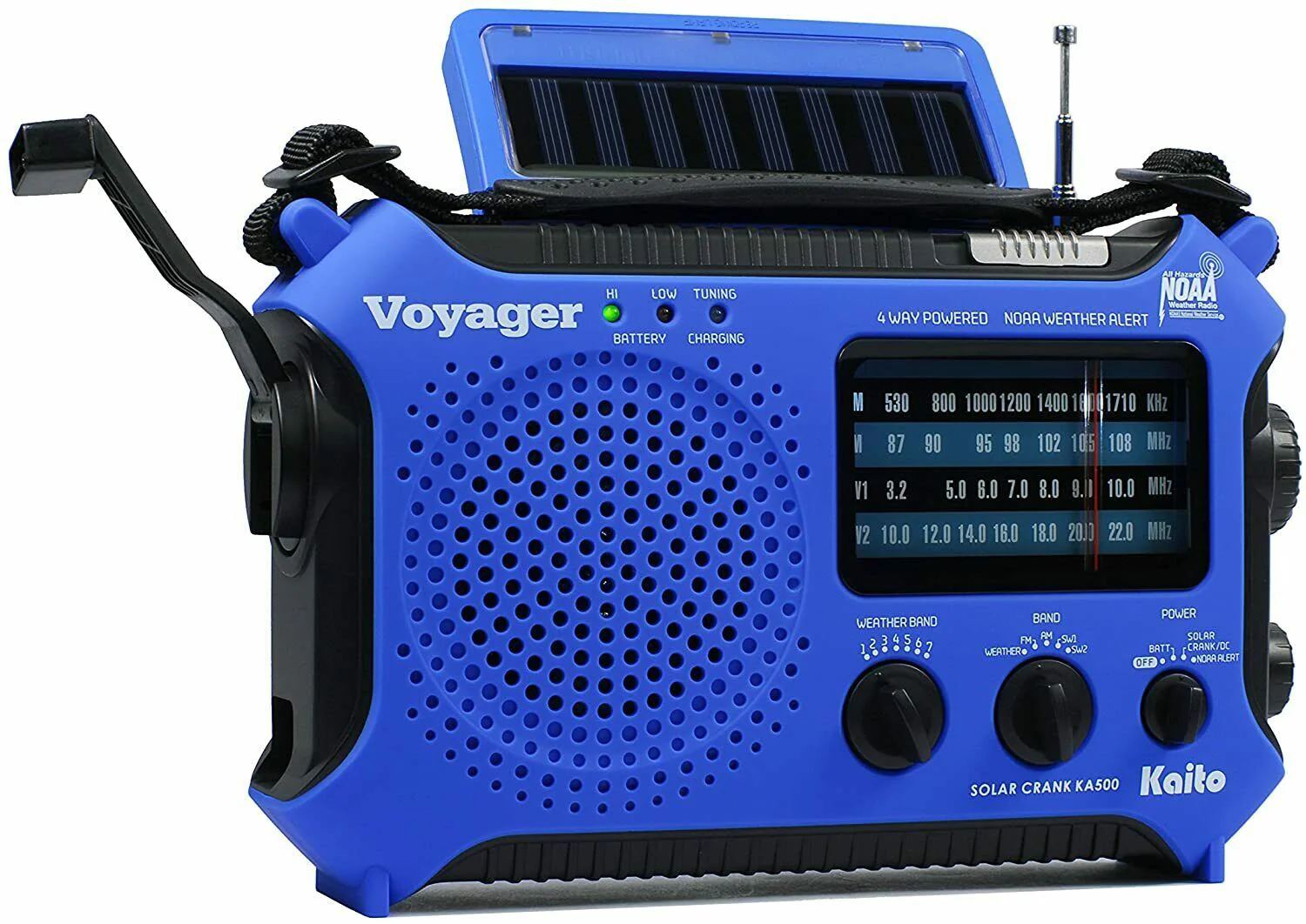 Kaito KA500 AM FM Shortwave Solar Crank Emergency NOAA Weather Alert Radio Blue - Image 2