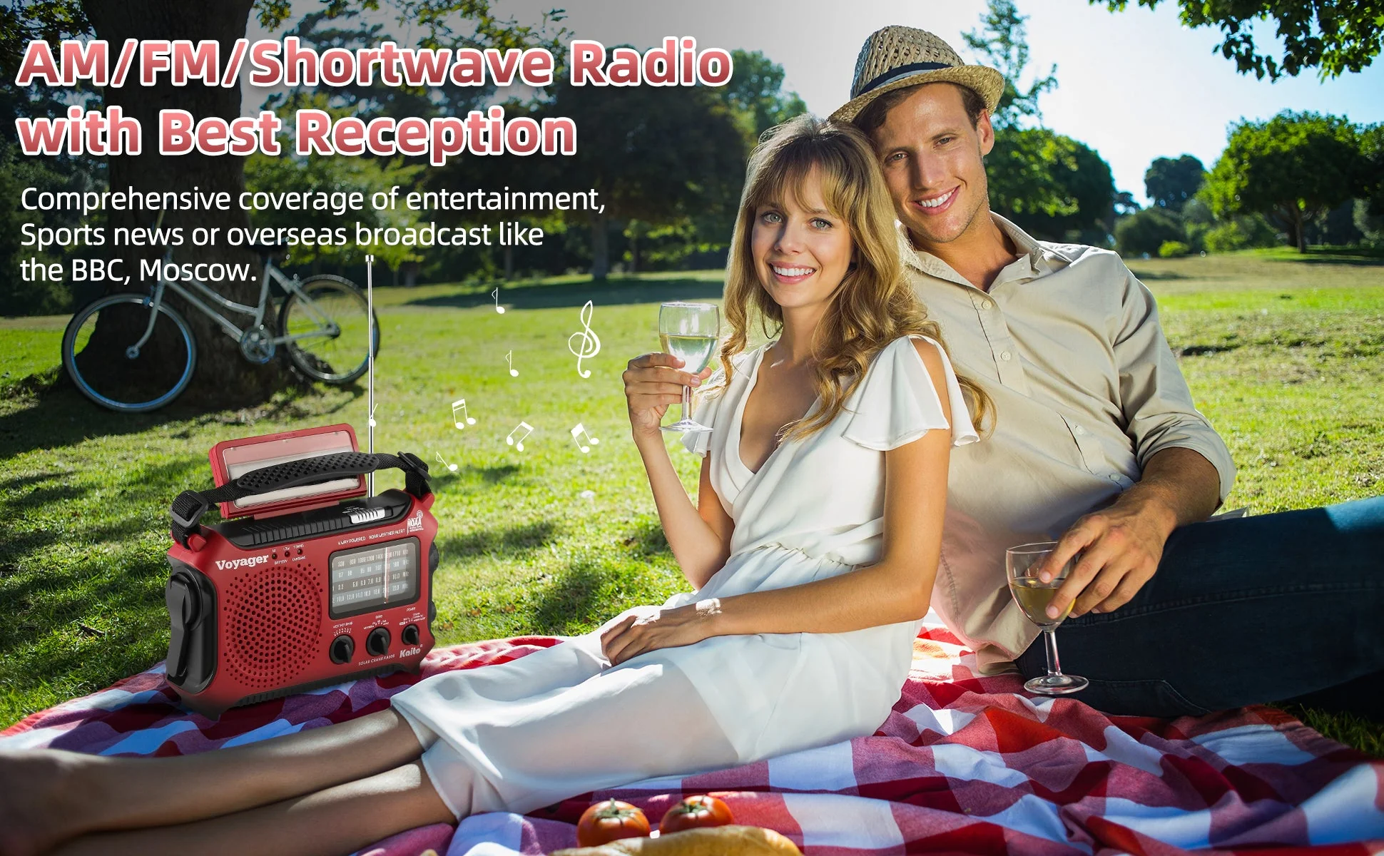 Kaito KA500 AM FM Shortwave Solar Crank Emergency Weather Alert Radio - Red - Image 6