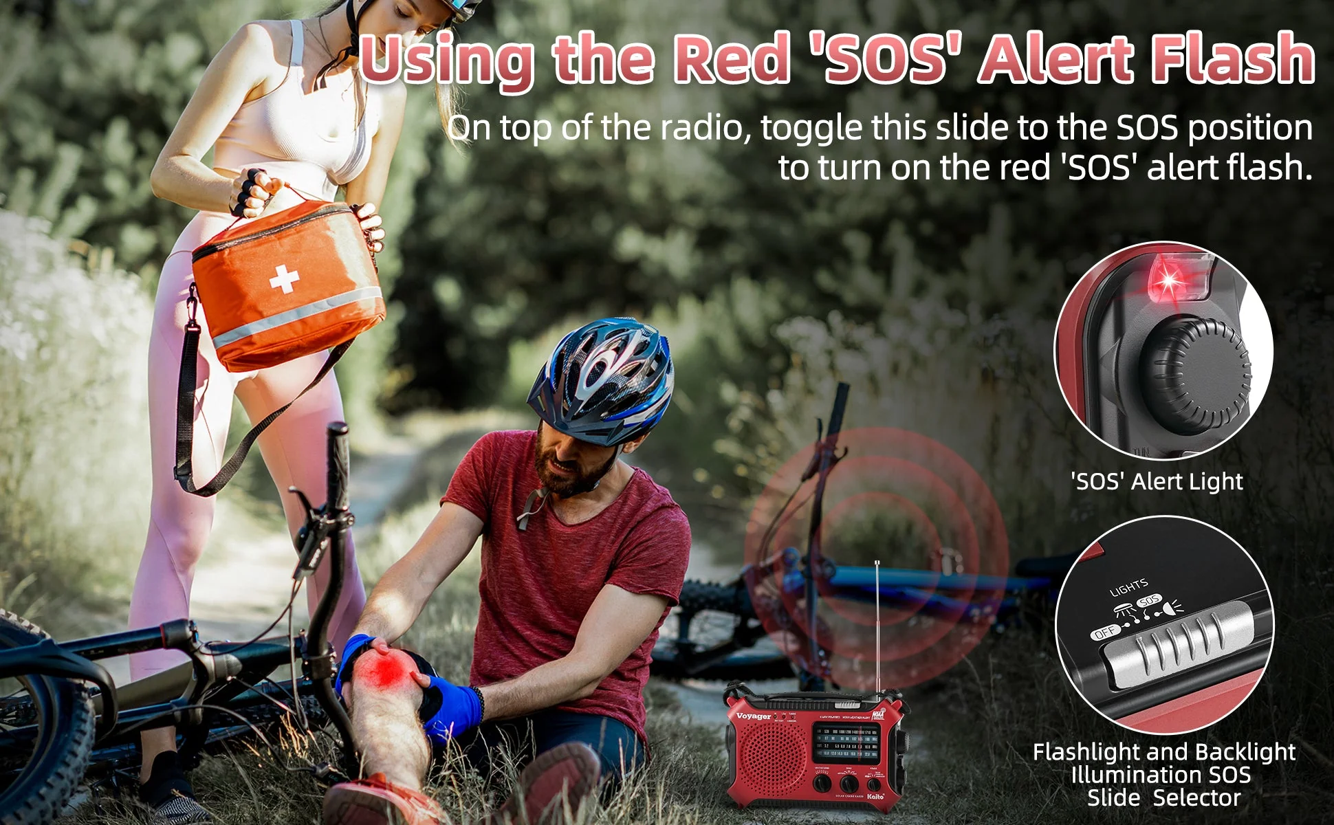 Kaito KA500 AM FM Shortwave Solar Crank Emergency Weather Alert Radio - Red - Image 8