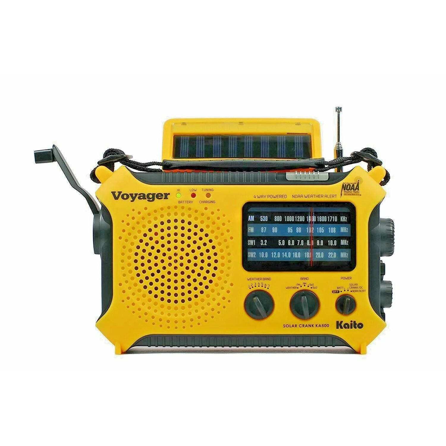 Kaito KA500 AM FM Shortwave Solar Crank Emergency Weather Alert Radio Yellow - Image 2