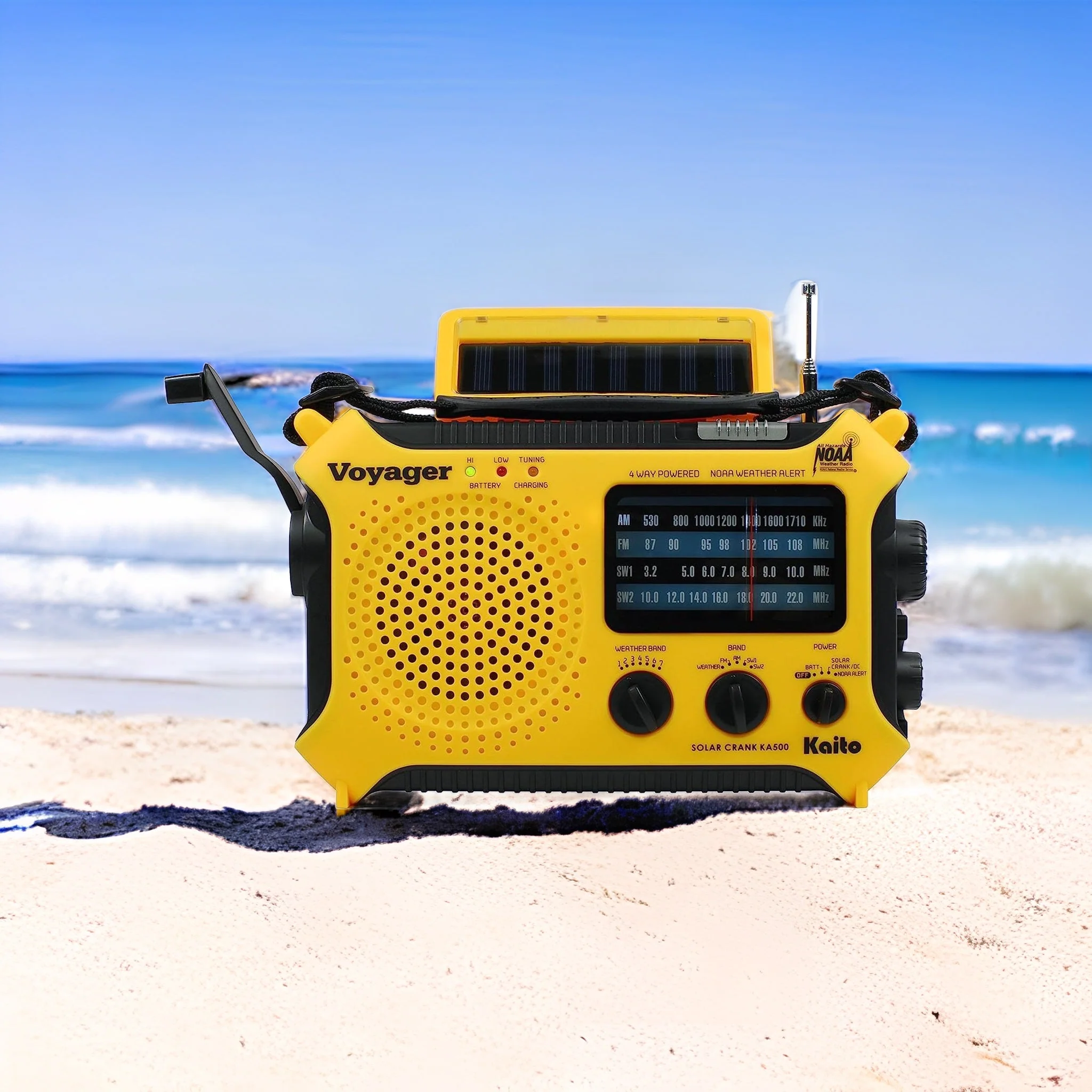 Kaito KA500 AM FM Shortwave Solar Crank Emergency Weather Alert Radio Yellow - Image 5