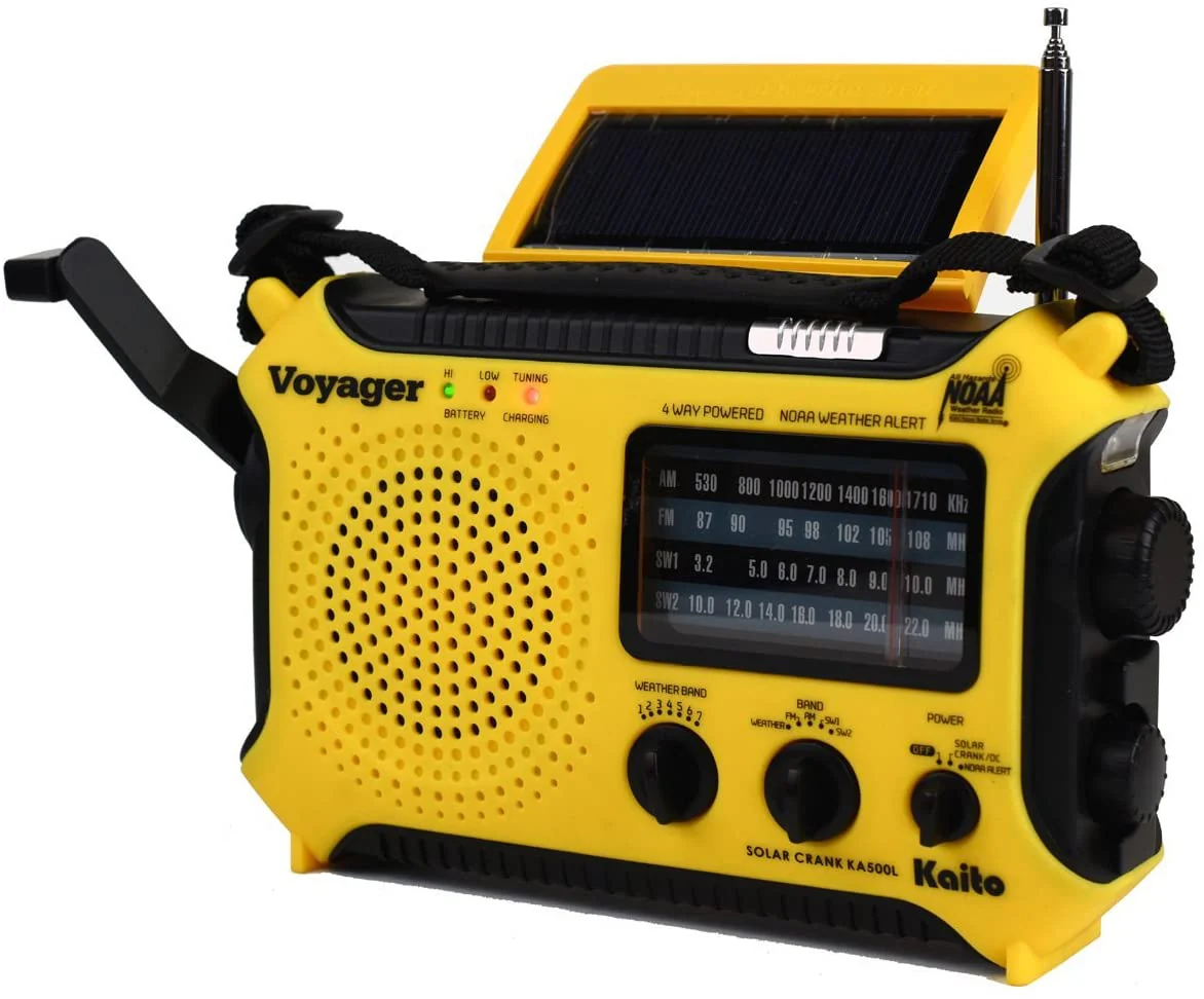 Kaito KA500L 4-Way Powered Emergency AM/FM/SW NOAA Weather Alert Radio with Solar Dynamo Crank Flashlight - Yellow - Image 3