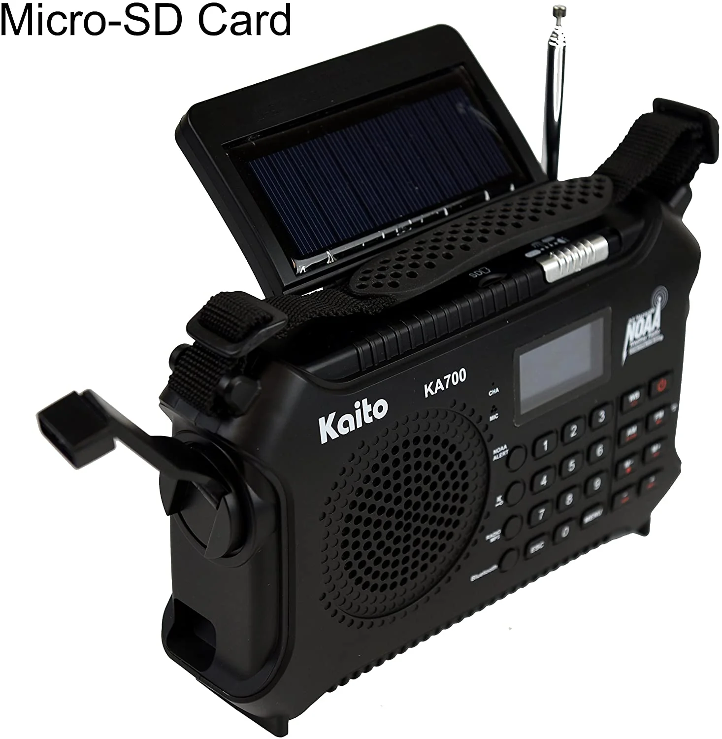 Kaito KA700 AM FM NOAA Weather Radio Recorder Bluetooth Dynamo & Solar - Black - Image 2