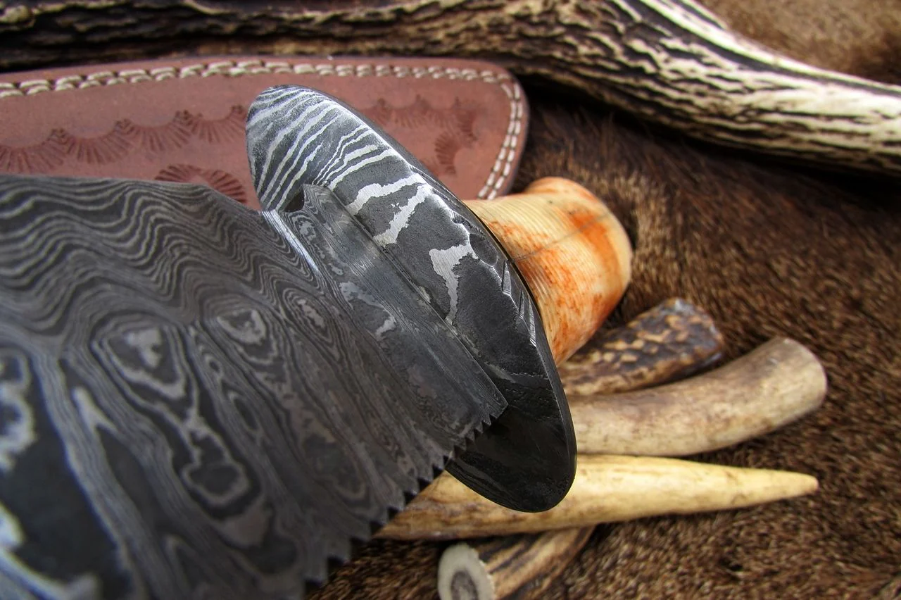 KBS Knives: Custom Handmade Damascus Hunting Knife | 12 Inches | Colored Camel Bone Handle - Image 4