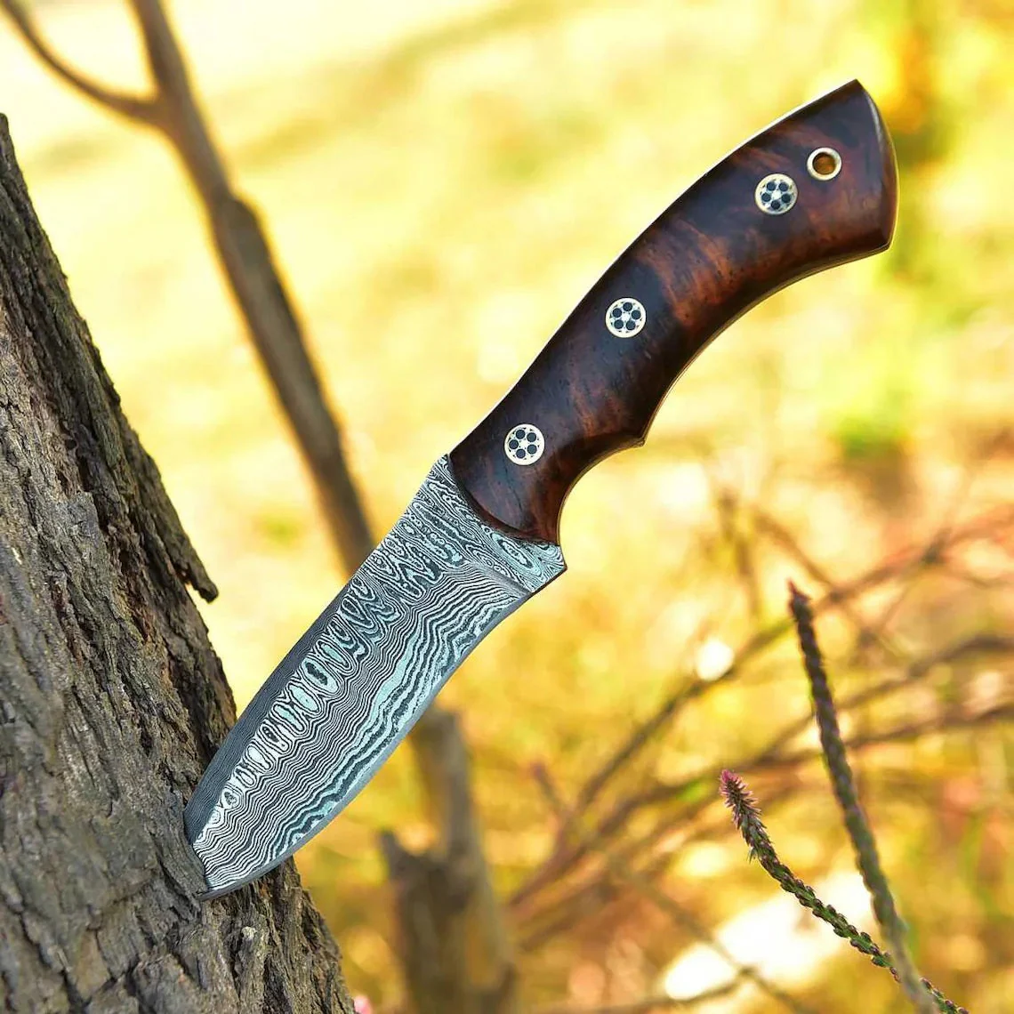 KBS Knives - 'Wilderness Warrior' Custom Handmade Damascus Steel Hunting Knife with Rosewood Handle - Image 4