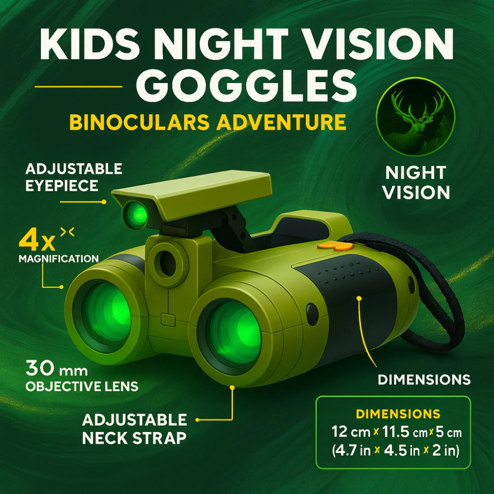 Kids Night Vision Binoculars 4X Outdoor Adventure Toy - Image 3