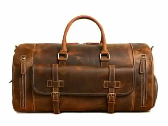 Leather Duffle Bag With Shoe Compartment - Image 2
