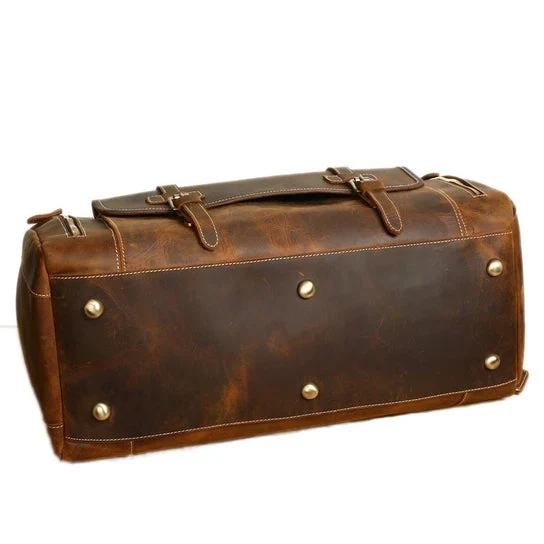 Leather Duffle Bag With Shoe Compartment - Image 3