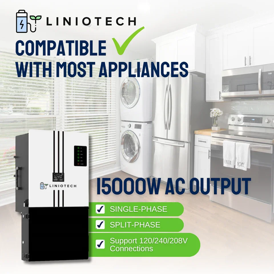 Liniotech 15kWh Hybrid Inverter All in One solar Inverter | 11.4kW AC Output 200A Pass Through - Image 7