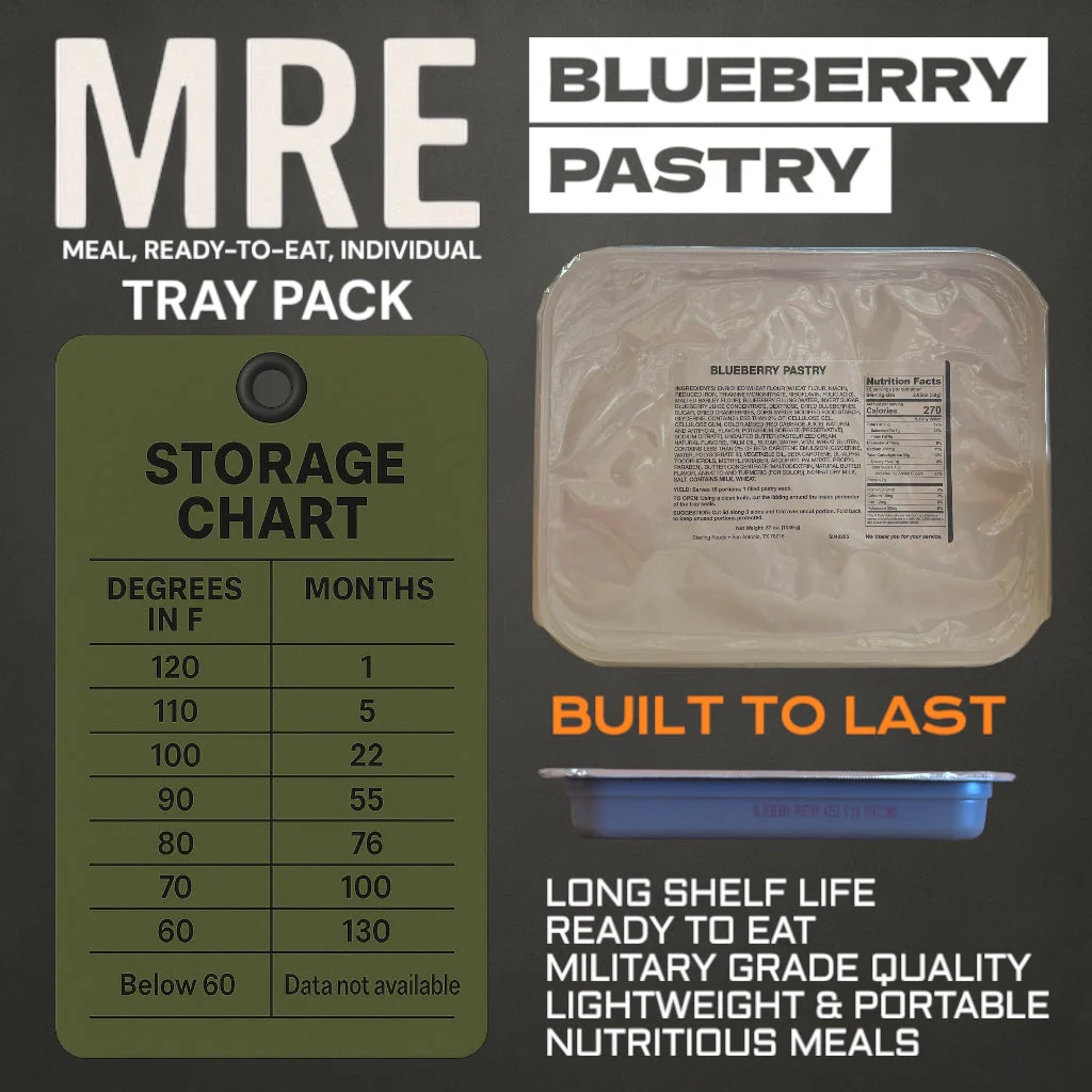 Military MRE Tray Pack, Blueberry Pastry, Ready to Eat (UGR Component) - Image 2
