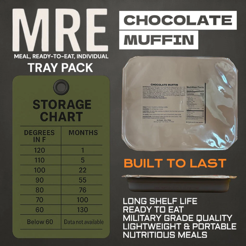 Military MRE Tray Pack, Chocolate Muffin, Ready to Eat (UGR Component) - Image 2