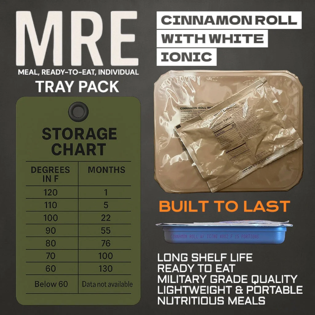 Military MRE Tray Pack, Cinnamon Roll with White Icing, Ready to Eat (UGR Component) - Image 2