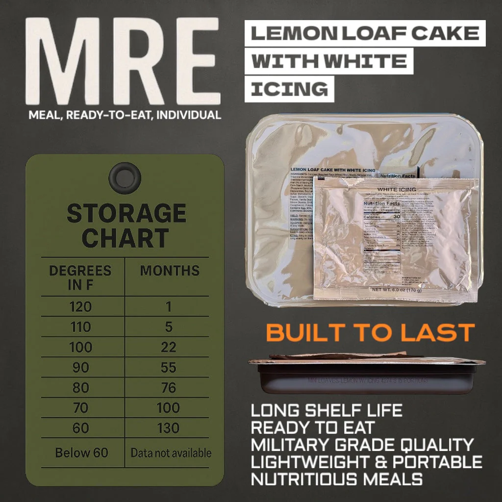 Military MRE Tray Pack, Lemon Loaf with White Icing, Ready to Eat (UGR Component) - Image 2