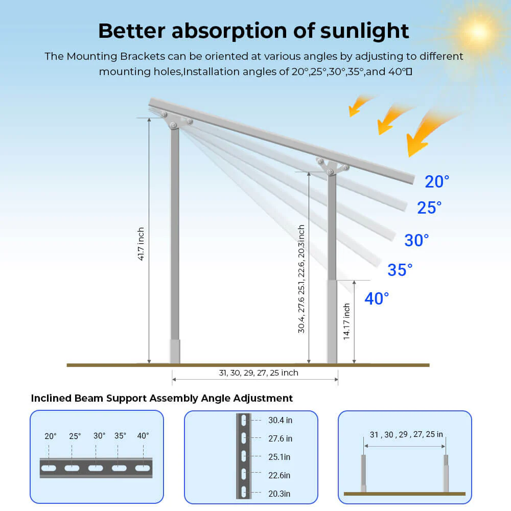 Modular & Expandable Ground Mount Brackets for 2× 400W–590W Solar Panels | Heavy-Duty Adjustable - Image 3