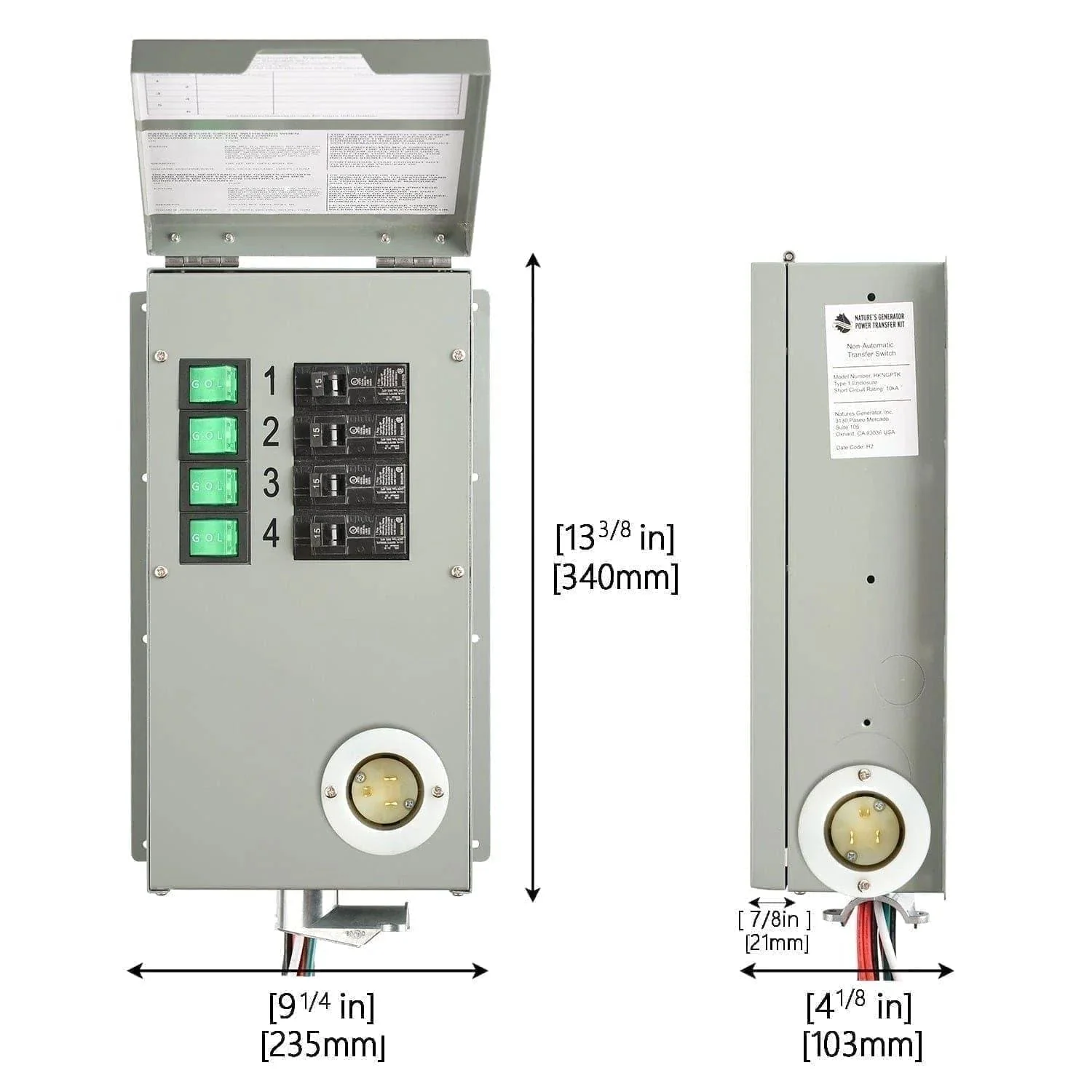 120V 15A 4-Circuit Non-Automatic Transfer Switch - Image 6