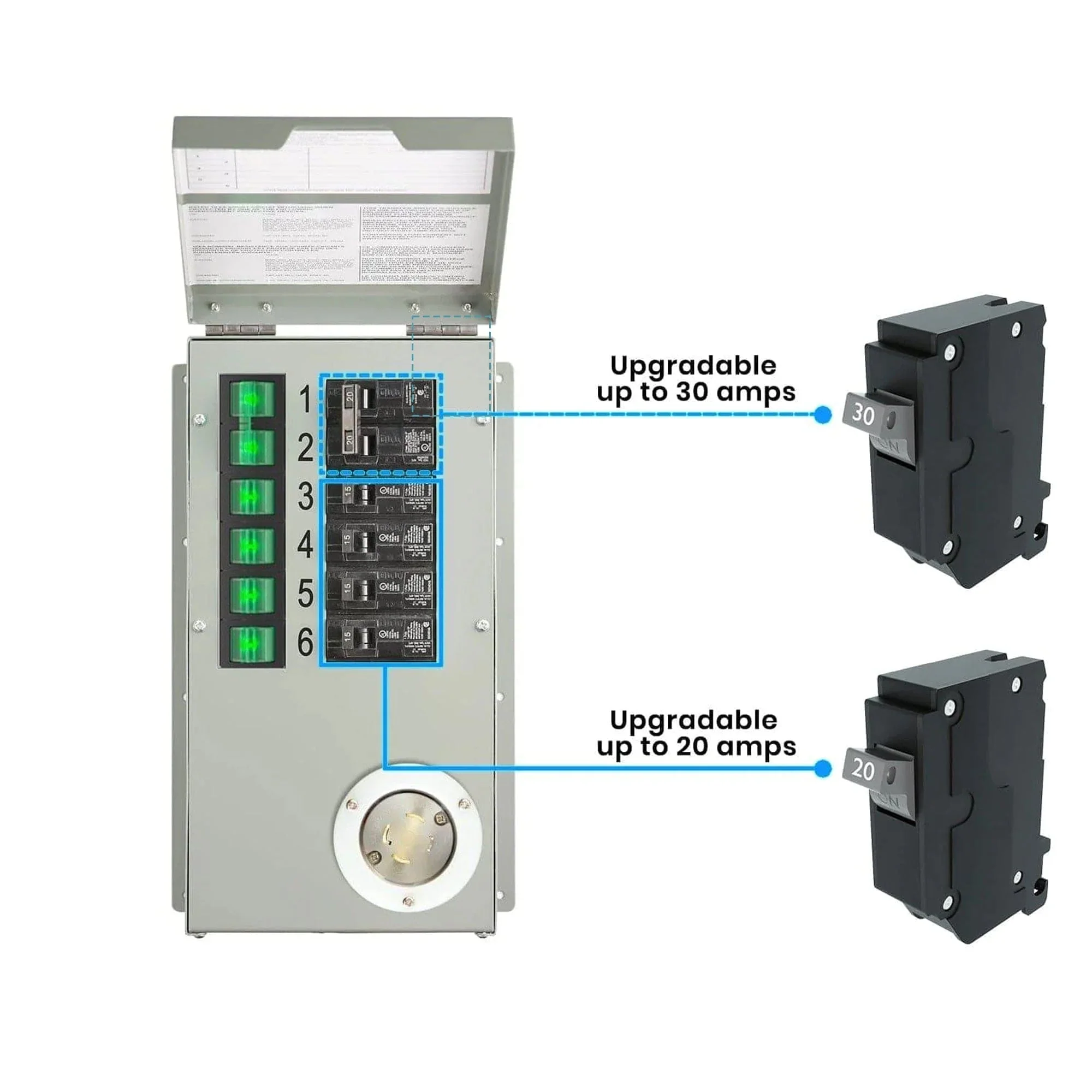 120V/240V 30A 6-Circuit Non-Automatic Transfer Switch - Image 7