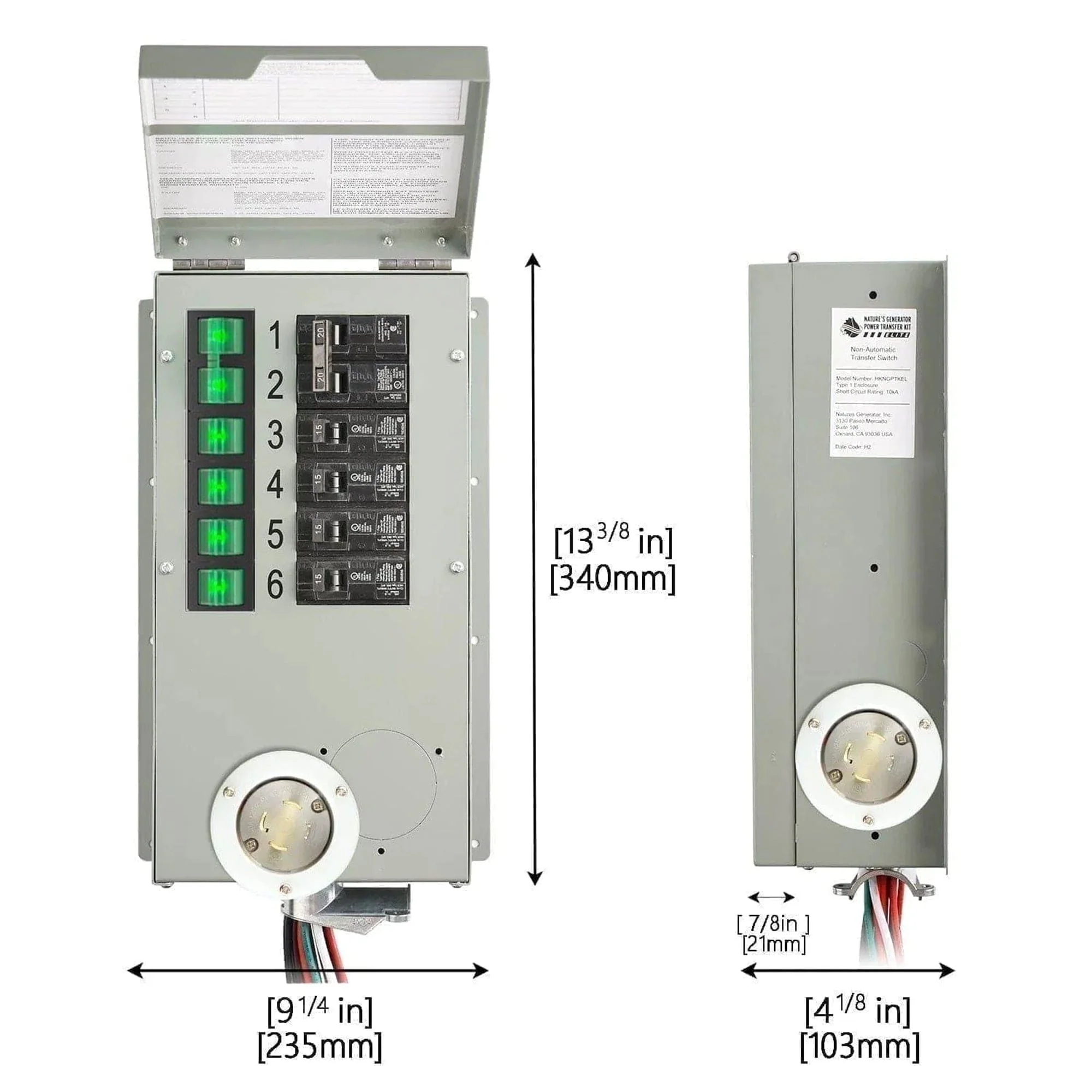 120V/240V 30A 6-Circuit Non-Automatic Transfer Switch - Image 9