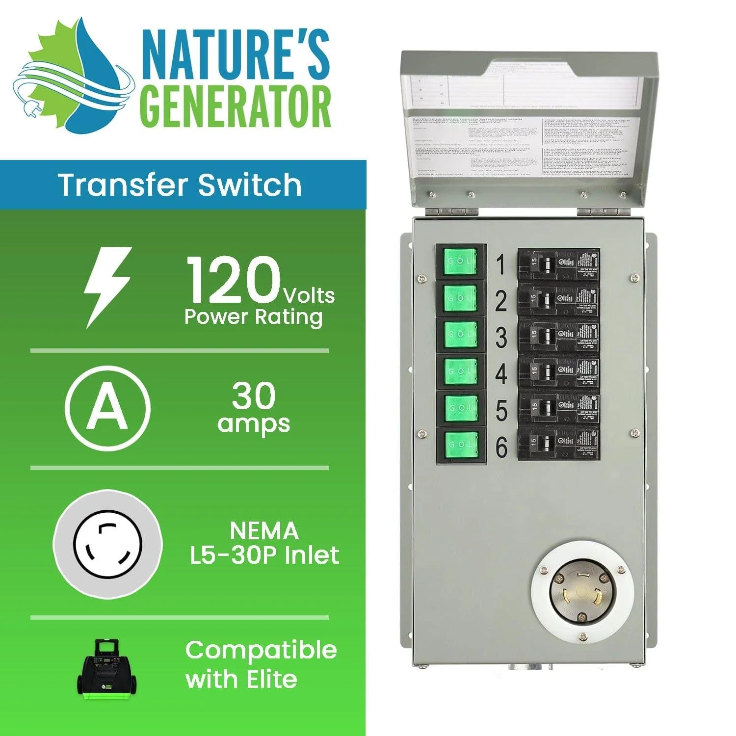 120V 30A 6-Circuit Non-Automatic Transfer Switch - Image 2